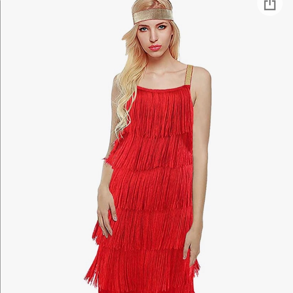Red fringe dress